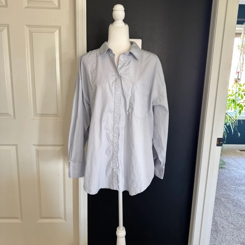 Anthropologie Maeve Oversized Buttondown Shirt in Violette Blue size XL - Picture 7 of 12